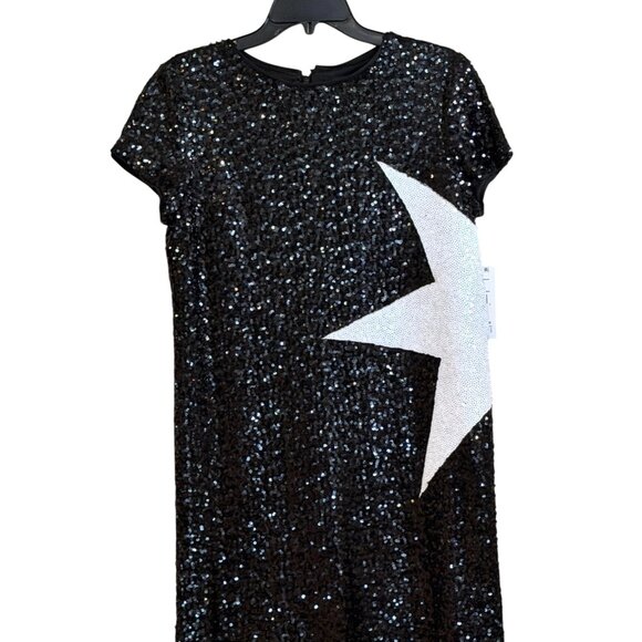 Aidan Mattox Black White Star Sequined Mini Dress Size M NWT - Picture 2 of 6